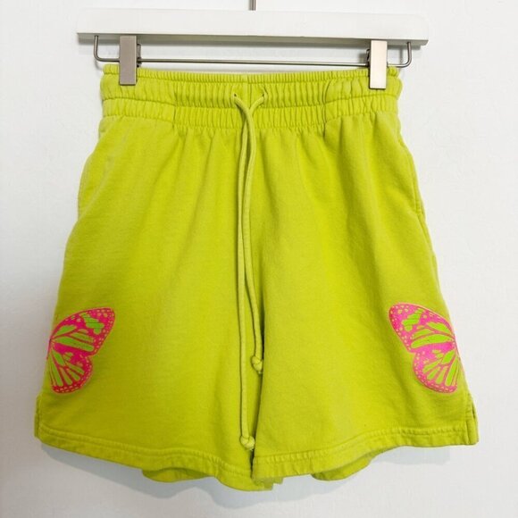 Frankie’s Bikinis Burl Sweatshorts Neon Green Size Small - Picture 3 of 10